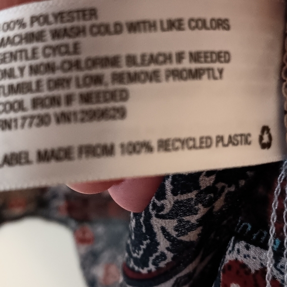 Knox Rose Burgundy Mix Boho Print Semi Sheer Ruffled 3/4 Sleeve & Tiered Hem XXL - Picture 5 of 8